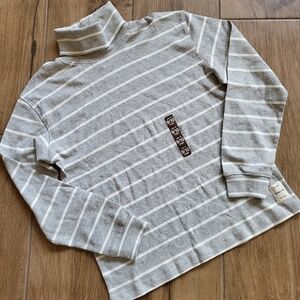 ZARA Gray and White Striped Turtleneck